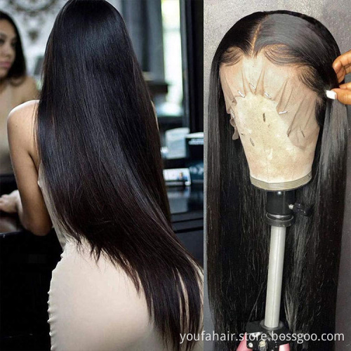 Wholesale 150 Density 4*4 Lace Closure Human Hair Wigs Straight Brazilian Virgin Hair Transparent Lace Closure Human Hair Wigs